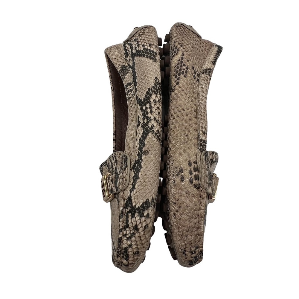 Tory Burch Tan Black Kendrick Driver Python Mocca… - image 7